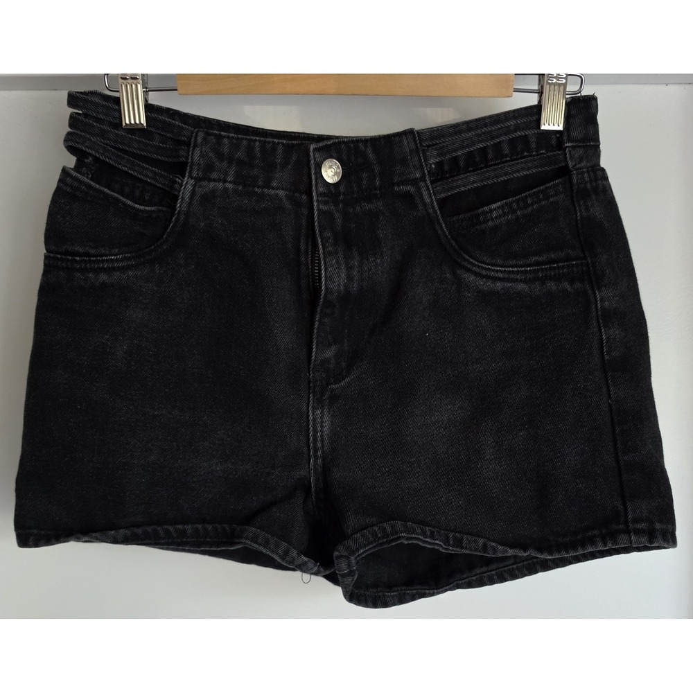 Simple Society Women Shorts Black Size 28 Casual Cotton Blend Waist Cut-out